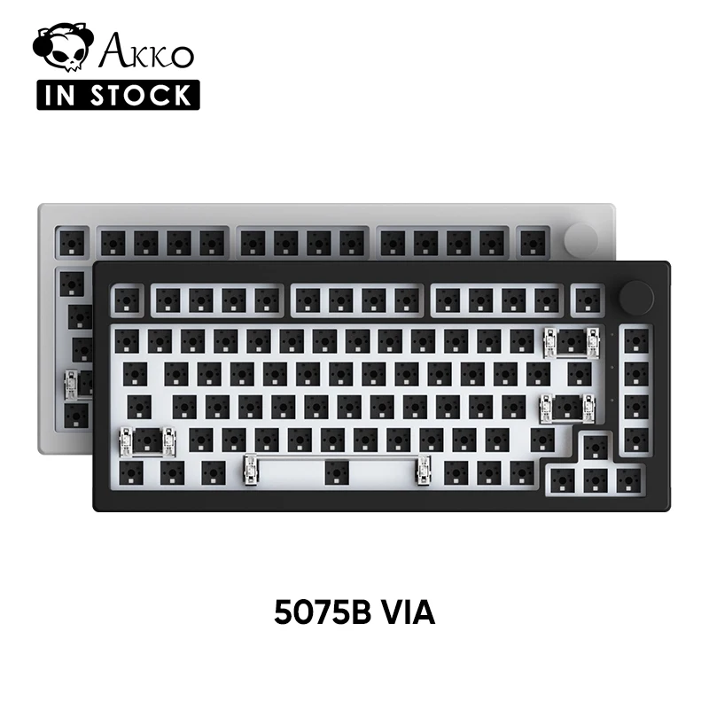

Akko 5075B VIA Kit 75% RGB 3/5 Pins Hot Swap Wired/2.4G/BT 5.0 Wireless Custom Mechanical Gaming Keyboard Kit with Knob Gasket