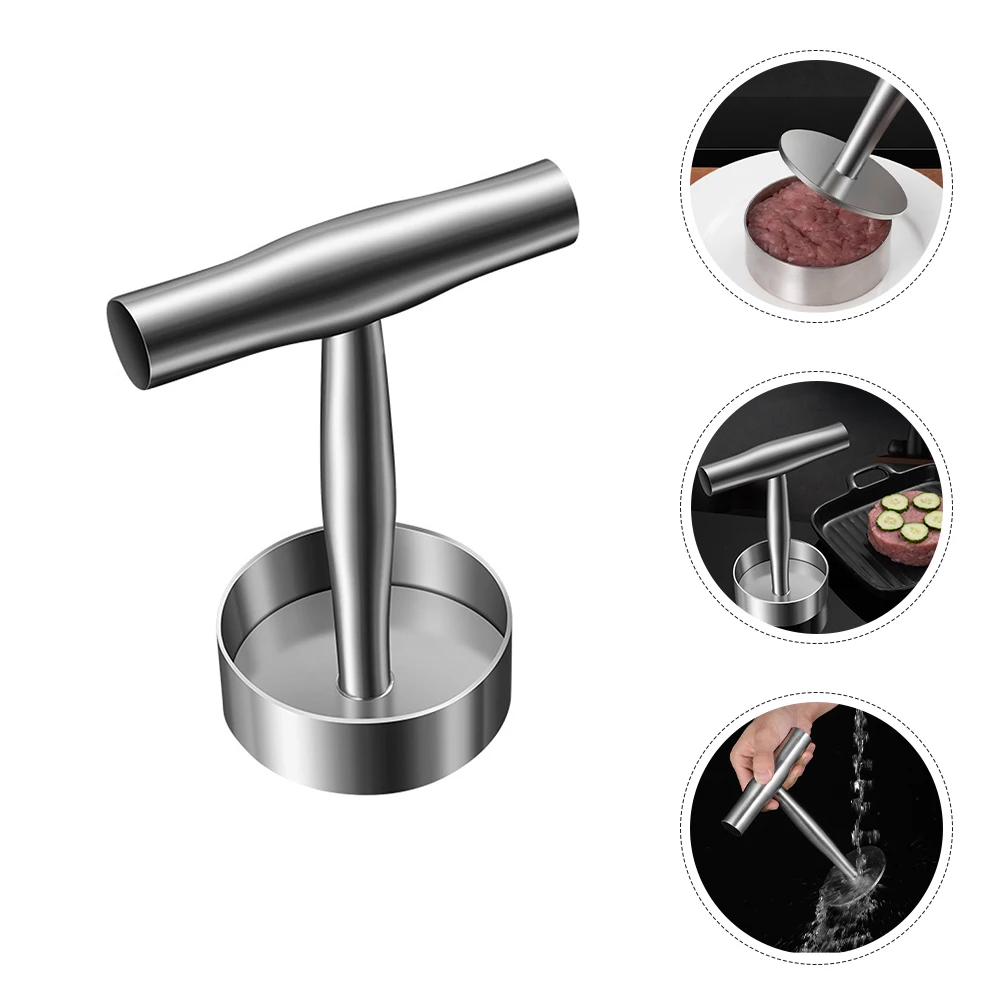 

Stainless Steel Burger Hamburger Patty Maker Grill Meat Tool Smasher For Griddle Ground Beef Manual Press Cooking Weight Hand