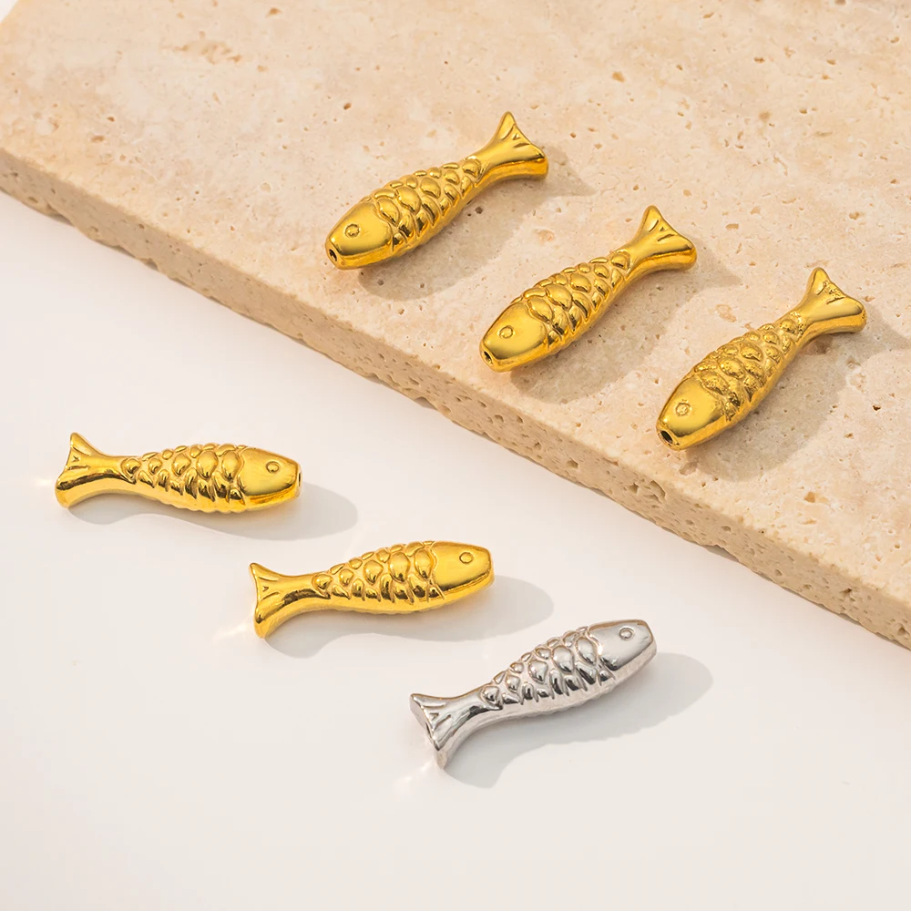 5 teile/los Edelstahl Gold Farbe Fisch Spacer Lose Perlen Für DIY Armbänder Halsketten Schmuck Machen Liefert Handwerk Erkenntnisse