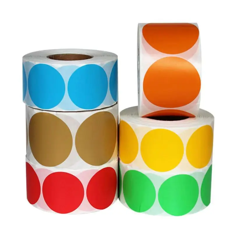 600-Pack 2-Inch Thermal Color Dot Stickers - Round Coding Labels on Self-Adhesive Roll
