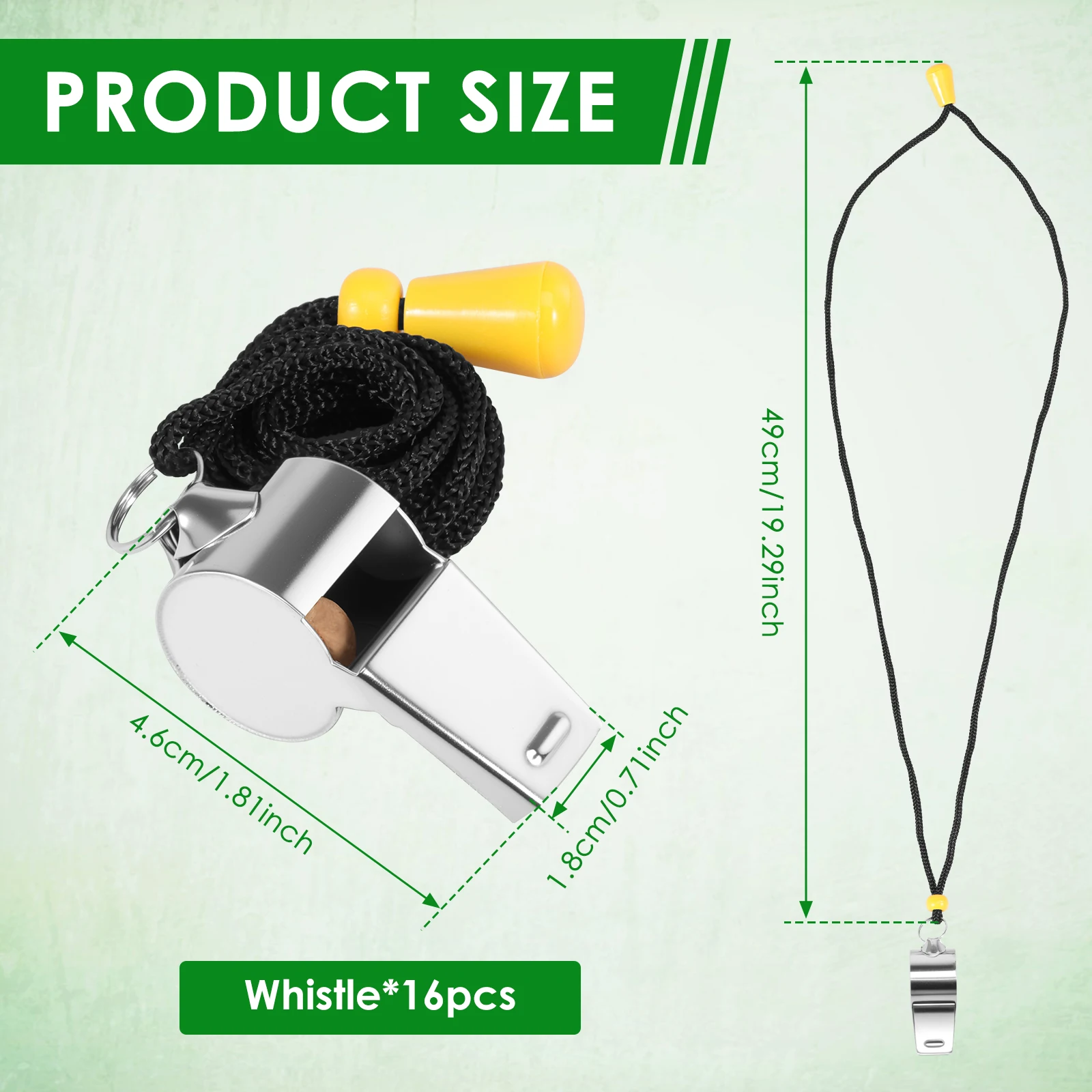 16Pcs Metal Whistle with Lanyard Referee Whistle Adjustable Length Loud Crisp Sound Whistle for Official Referee Police Teacher