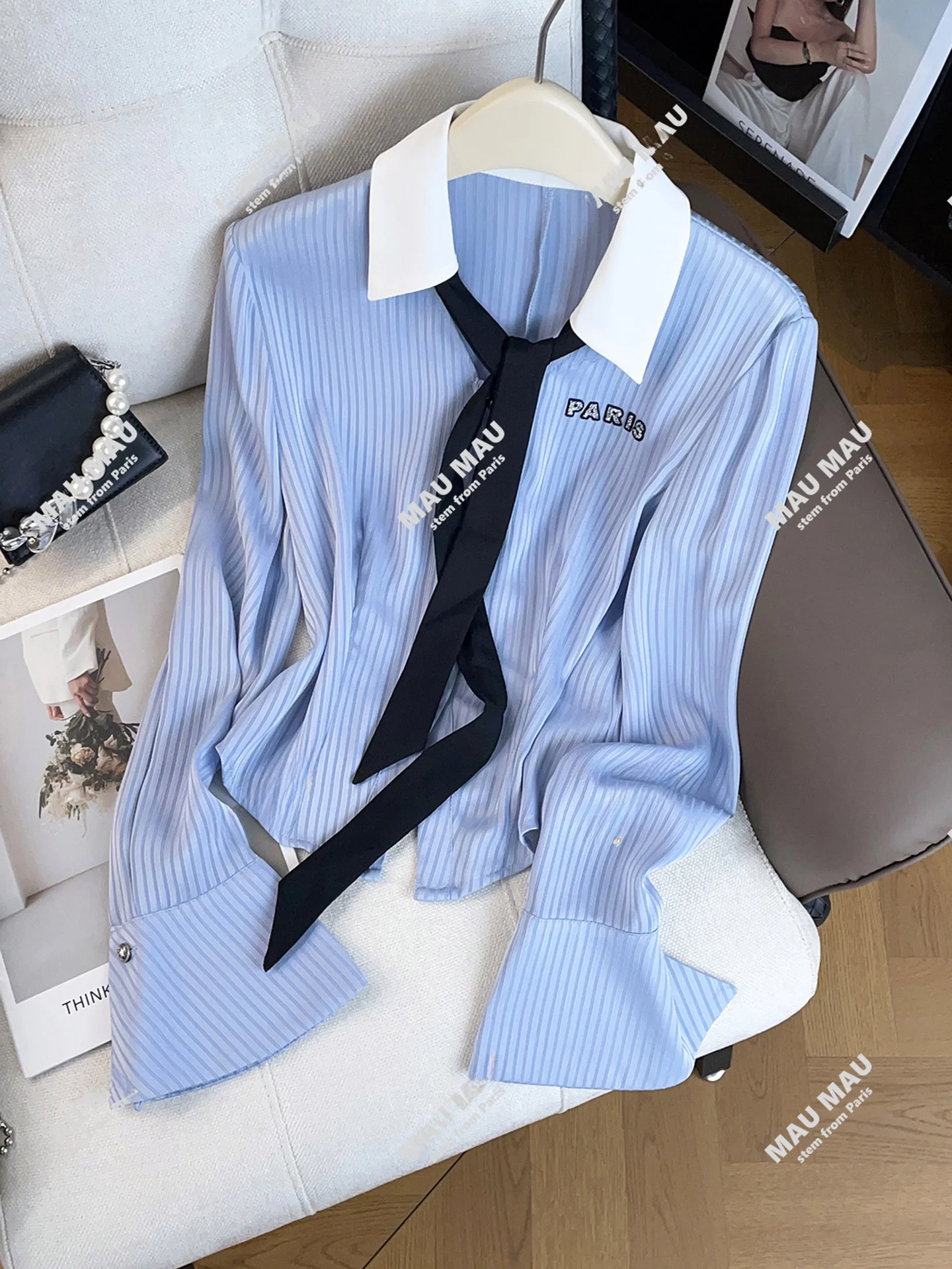 

High-End Women's irt Diamond-Embroidered Letter Striped Upper Body College Sle Long Sve Casual Busin Suit