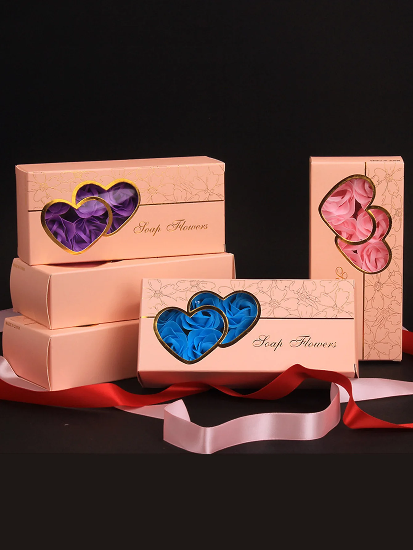 

10 Double Heart Roses Soap Flower Gift Christmas Valentine's Day Gift Shooting Prop Immortal Simulation Flower Gift Box