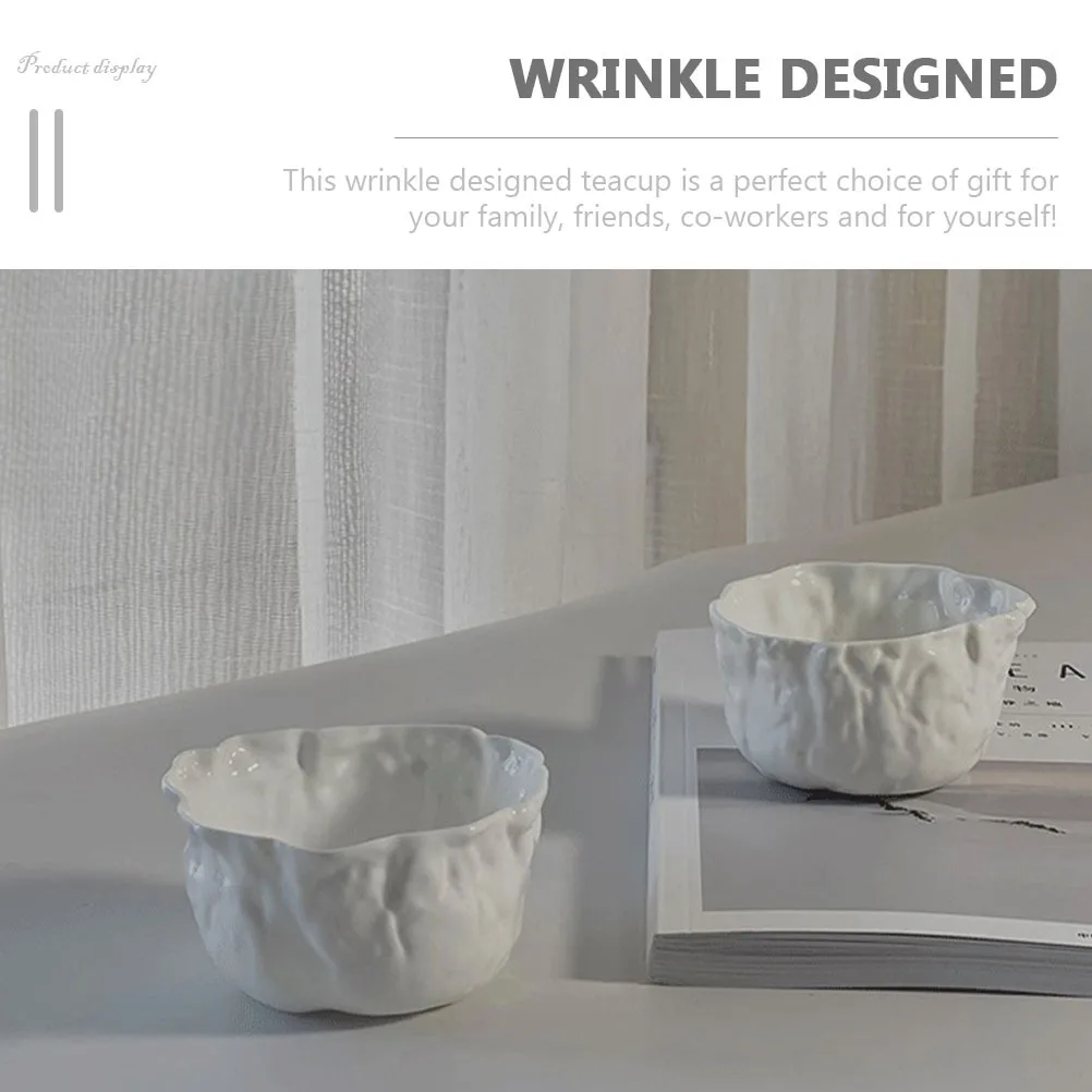 

Ceramic Tea Cup Wrinkle Design Classic Style Heat Resistant Tea Drinking Cup Restaurant Household Ceramic Teaware