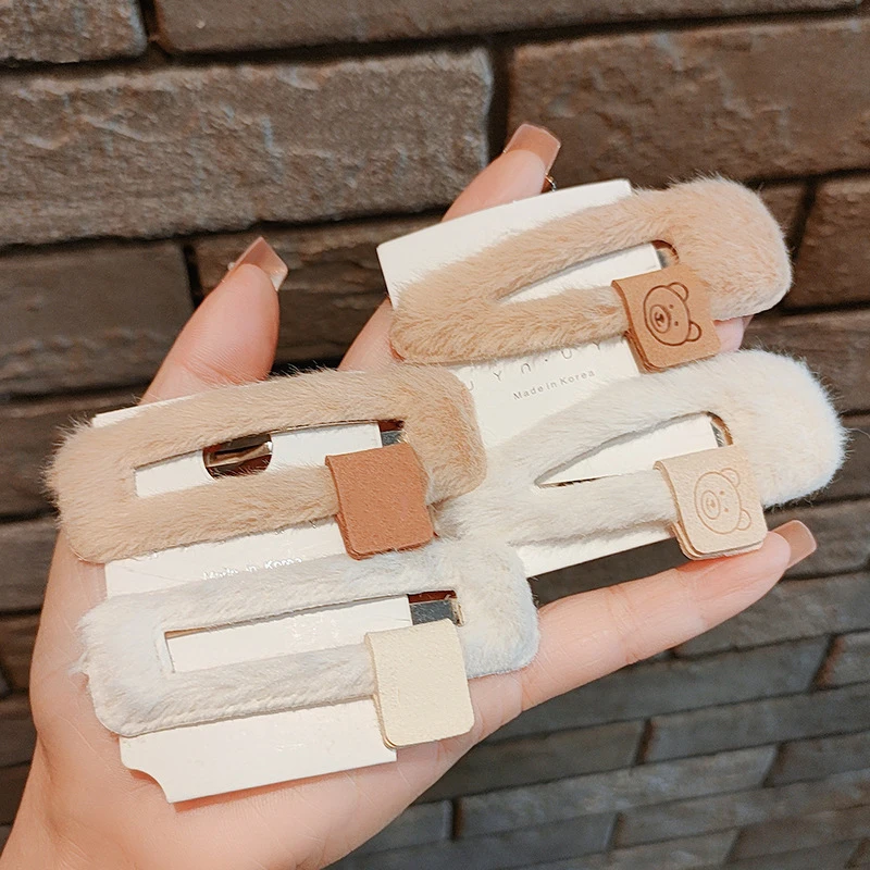 

Coffee Color Bear Hairpin Barrettes Headwear Korean Plush Hair Pin Clips Headband Princesses for Girls Kids Women Accessories