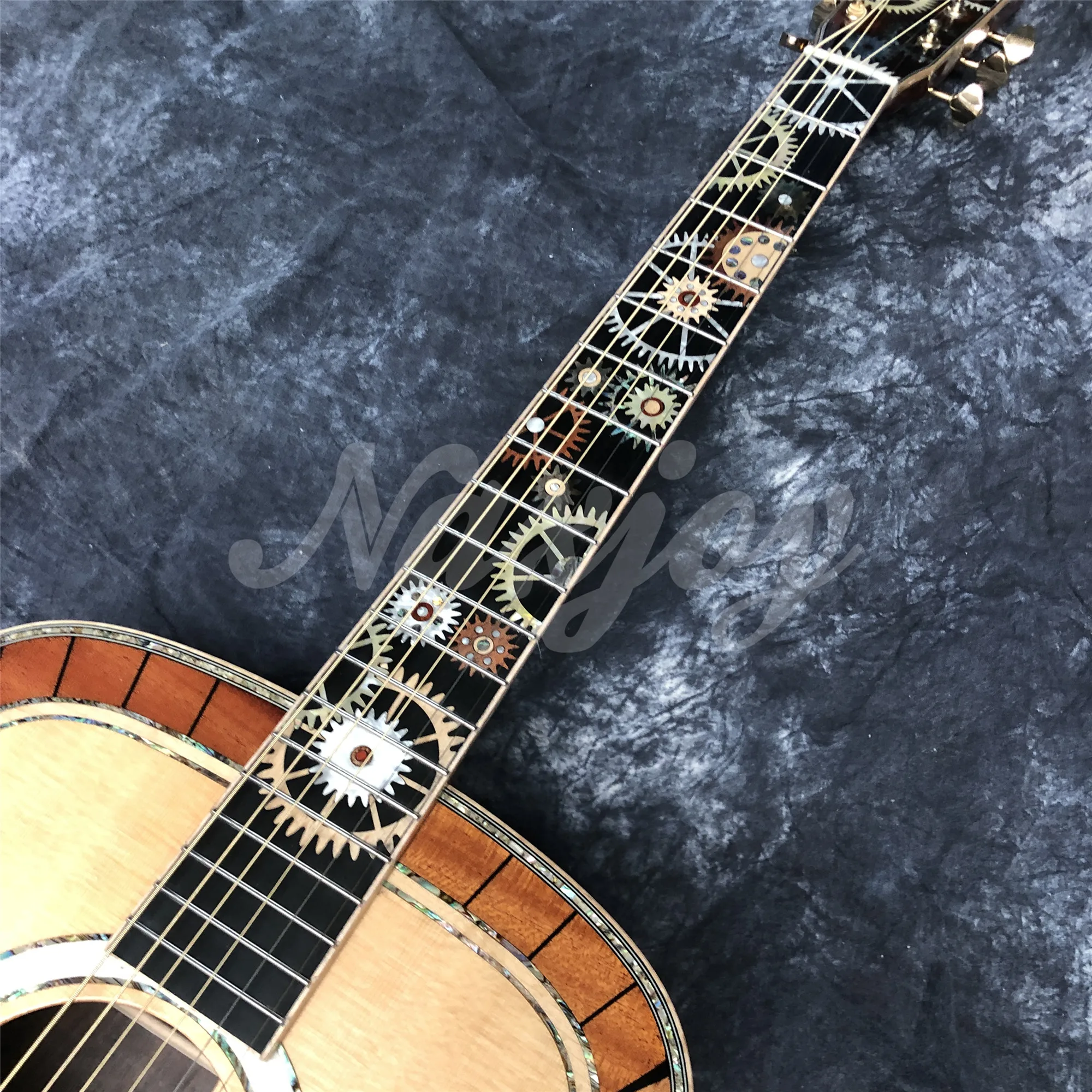 All Solid Wood D Type 200 Model Yellow Spruce Rosewood Acoustic Guitar Abalone Inlays Ebony Fingerboard Electric Guitarra