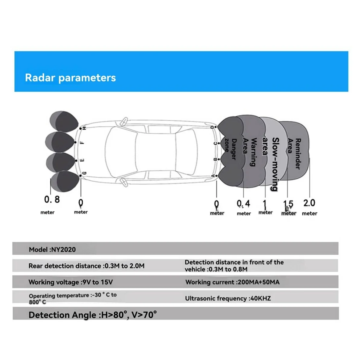 M85K Car Parking Radar System with 8 Reverse Sensors Buzzer Warning Distance Detection for Auto Vehicle Garage Safety A