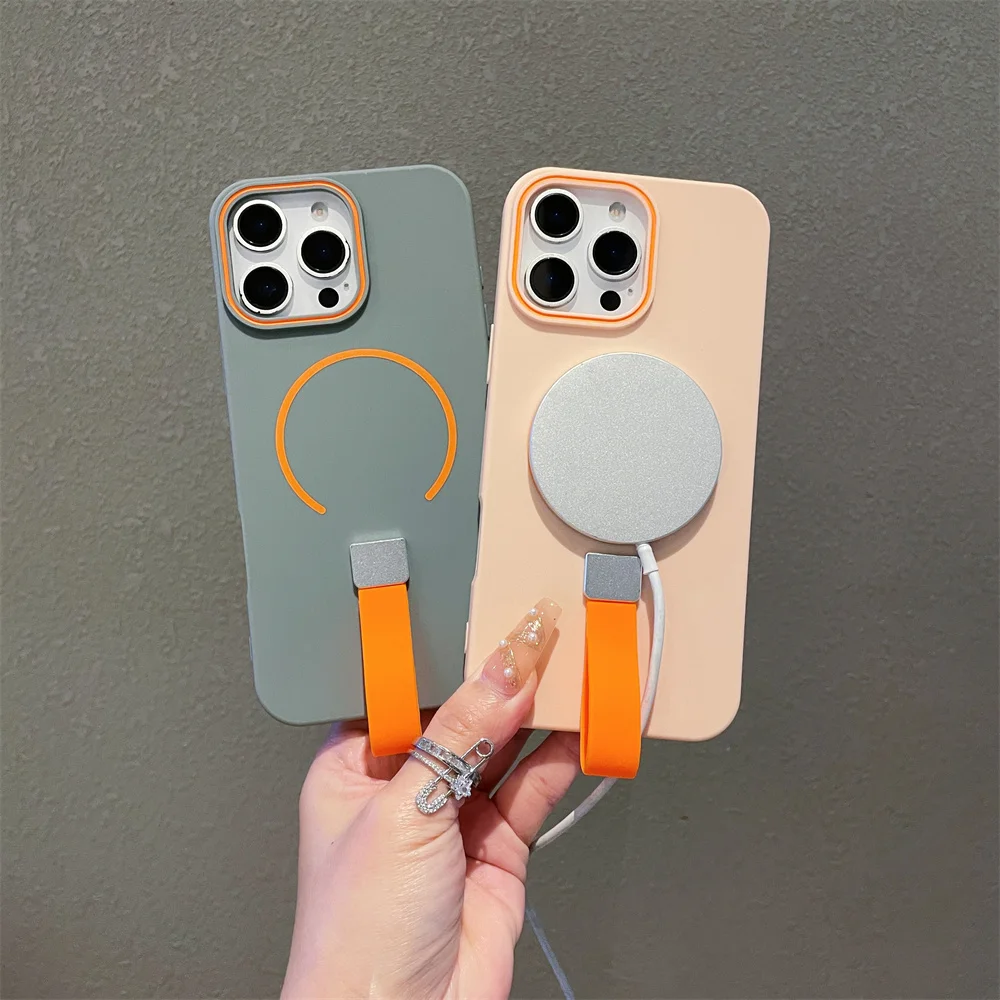 마그세이프 마그네틱 폰 그립 실리콘 핑거 스트랩 케이스 아이폰 17 에어 16 프로 맥스 15 14 플러스 13 12 11 소프트 커버