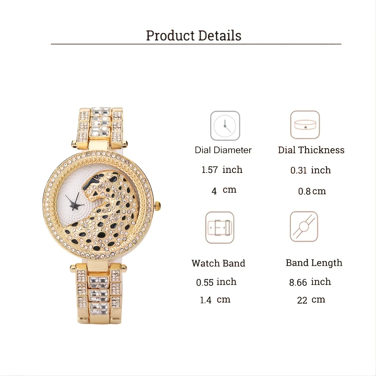 Leopard Inlaid Rhinestone Watch Elegant Hollow Minimalist Round Quartz Watch Women Jewelry Dress Watch