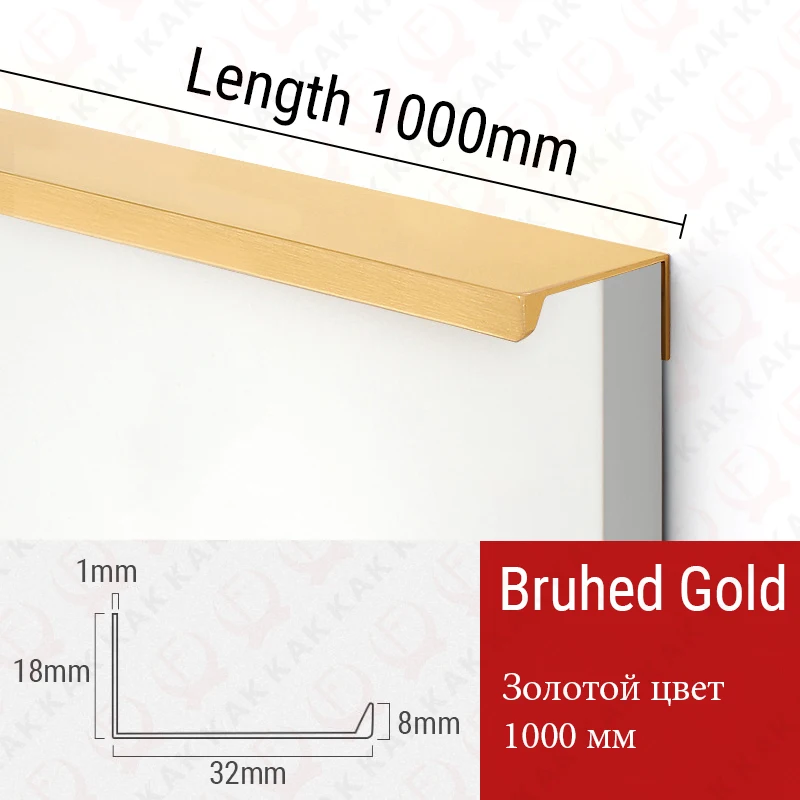 KAK Lange Schrankgriffe, 1200 mm lang, Schrankgriff aus Aluminiumlegierung, gebürstetes Gold, langer Schrank, Kleiderschrank, Schranktürgriff
