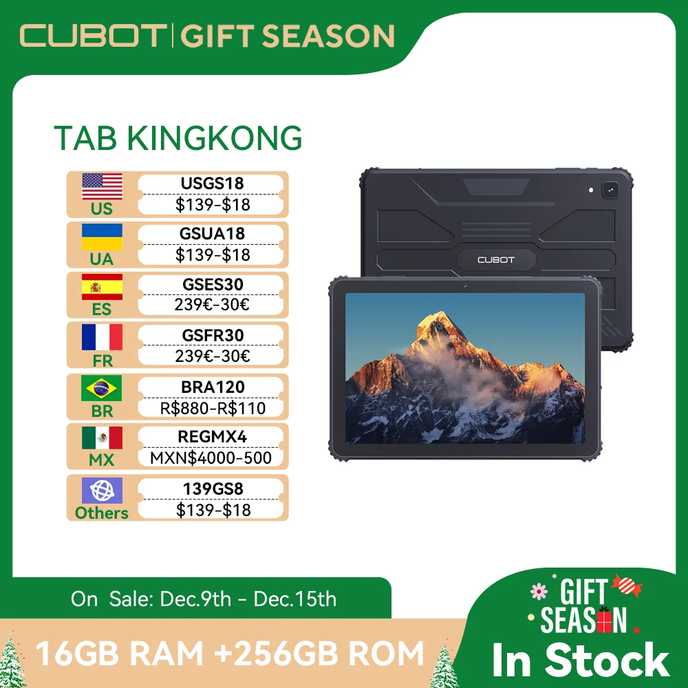 Cubot TAB KINGKONG, Rugged Tablet Android 13, IP68 Waterproof, 16GB RAM(8GB+8GB Extended), 256GB ROM, 10600mAh,10.1