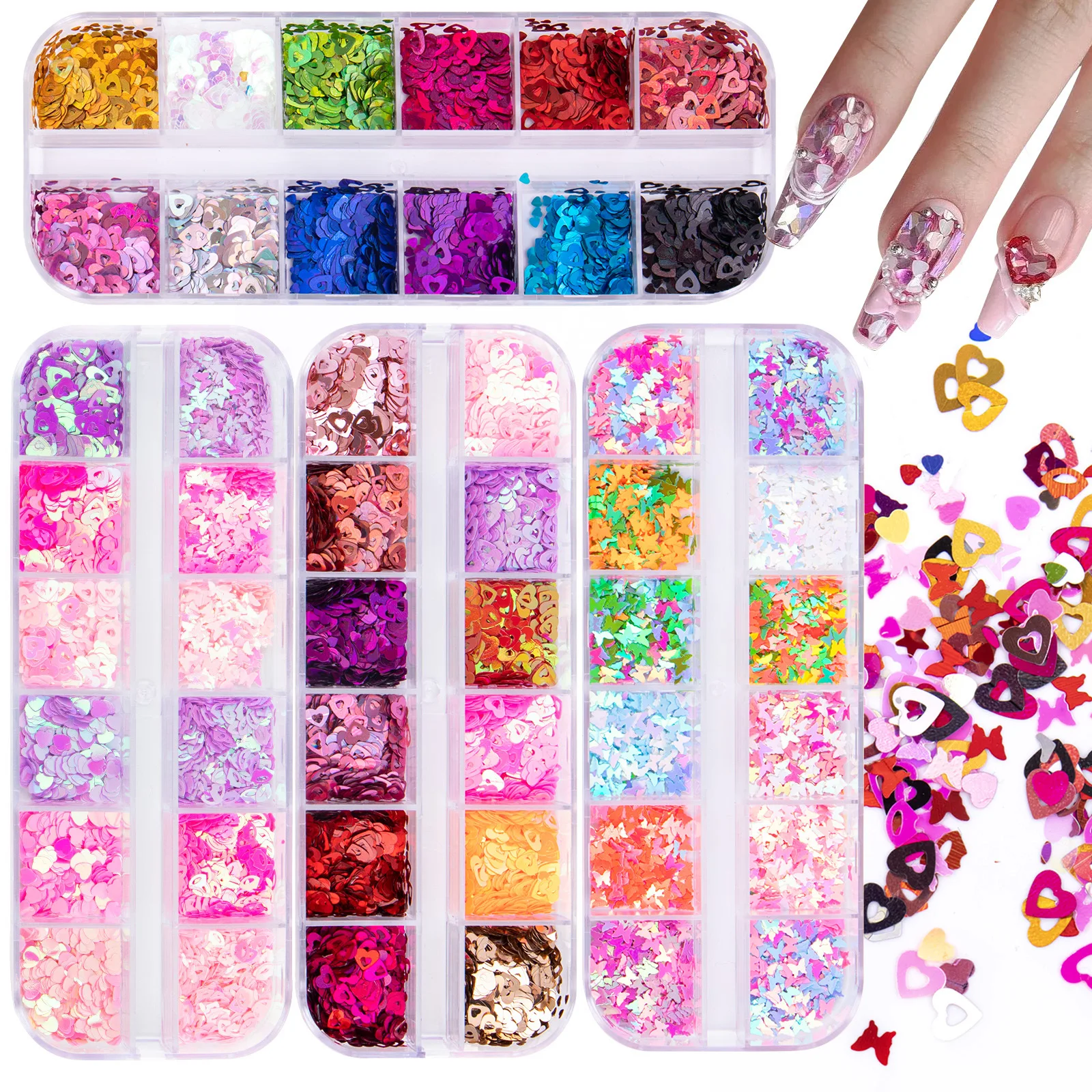 3D Butterfly Nail Glitter Sequins Laser Nail Sequin Flake for Nail Art Decoration DIY Hand craft materials Ultra-Thin Flakes