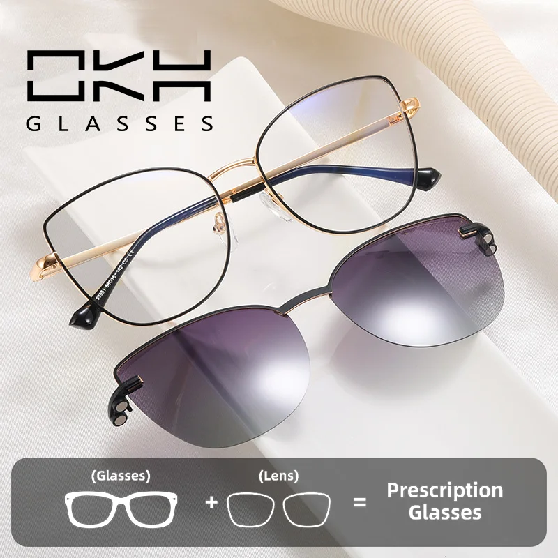 

Очки-клипсы OKH: европейские и американские, с магнитным креплением, поляризационные, женские, металлические, с защитой от синего света, оптические, зеркальные, для коррекции зрения