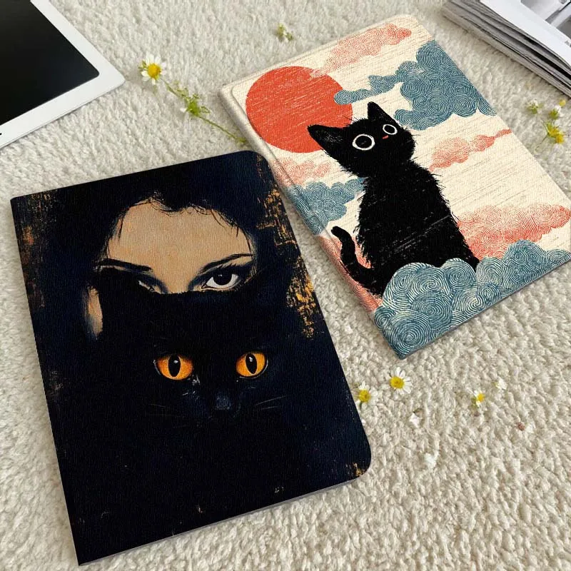 

Black Cat Cute Eyes Gift Tablet Case For Xiaomi Redmi Mini Pad SE K 2 4 5 6 7 8 2023 2025 11 8.8 11.2 10.1 Pro