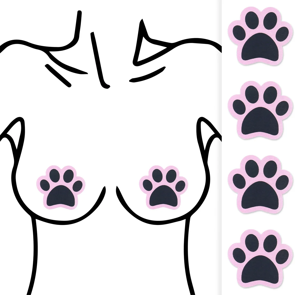 

10 pairs Female Invisible Cat Paw Style Nipple Covers Satin Disposable Breathable Tape Overlays Bra Nipple Stickers Women Girls