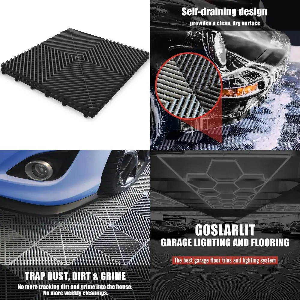 

Non-Slip Plastic Interlocking Tiles for Garage Flooring, 50 Pieces, 15.7x15.7 Inches, Enhance Garage Organization and Storage So