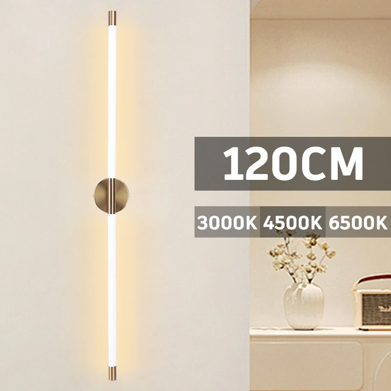 120cm Indoor linear tube LED wall lamp Modern up down background wall light bedside foyer Bedroom Living Room White gold Lamp