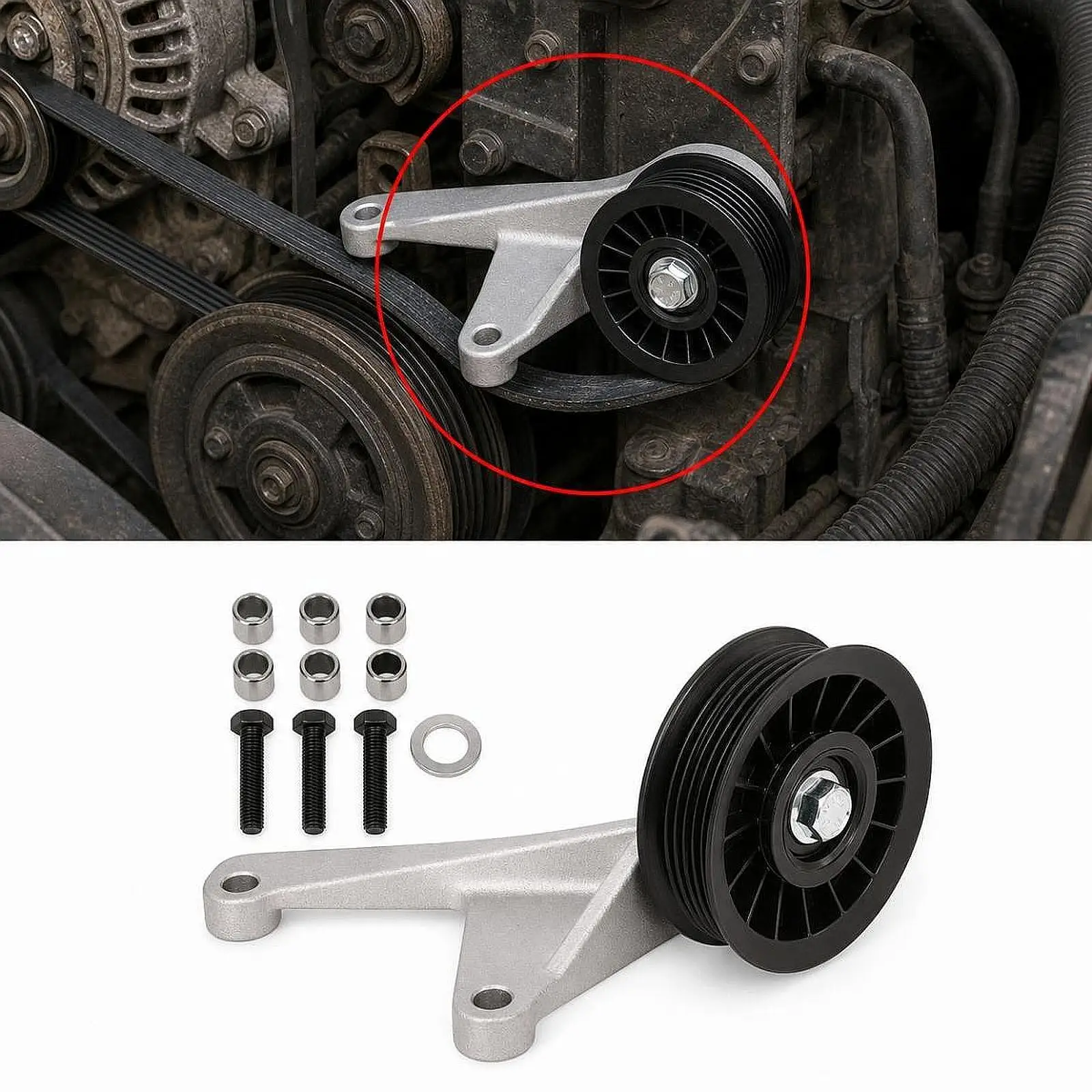 AC Compressor Bypass Pulley Easy Installation Metal Stable Performance Replace 34158 for C1500 Auto Accessory Car Truck