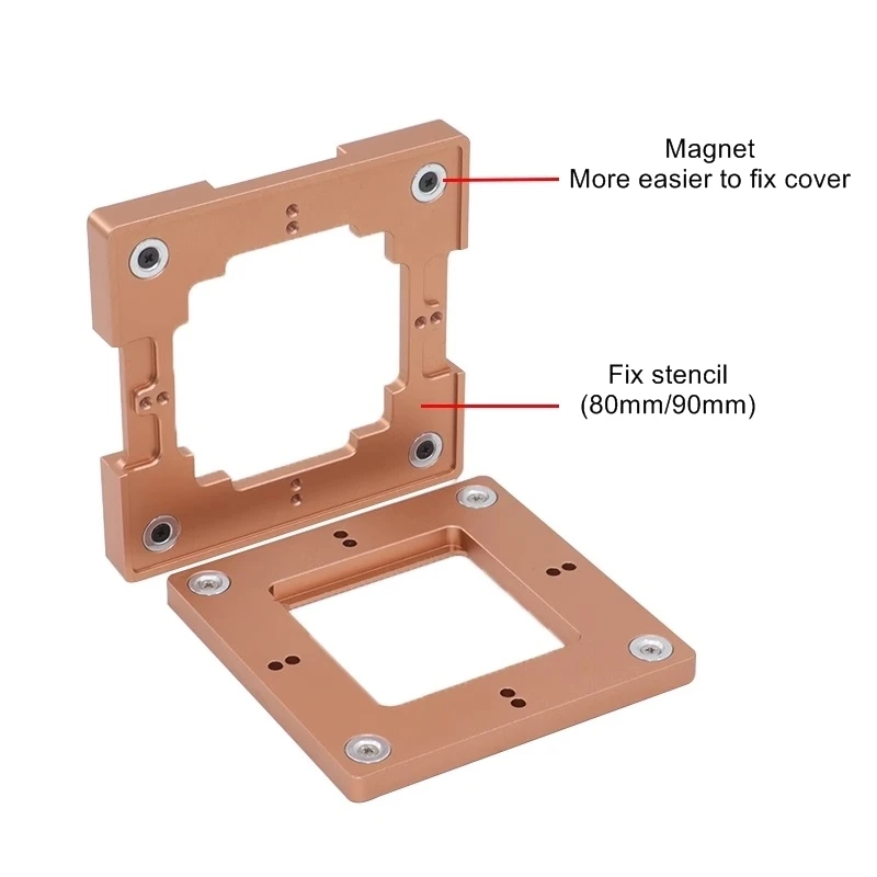 Imagem -03 - Estêncil Universal de Uso Comum 80 mm 90 mm Nova Liga de Alumínio Estação de Reballing Bga Gabarito de Bloqueio Automático Posição Precisa