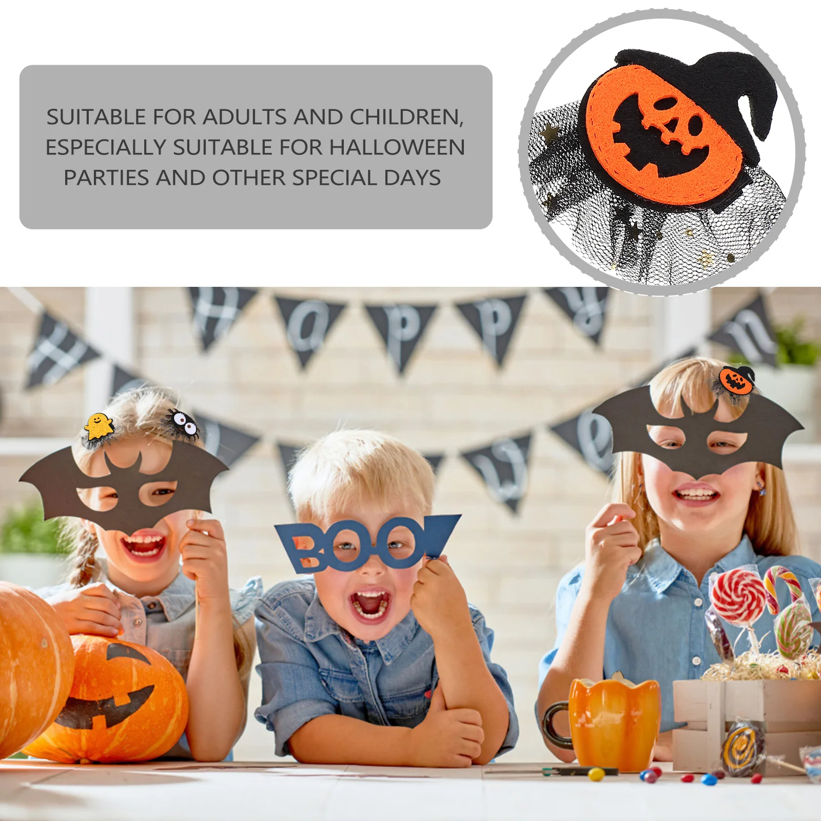 

3 Pcs Pumpkin Spider Ghost Hairpin Clips Funny Bow Tie Hairpins Non-woven Fabric Women Cartoon Child Halloween