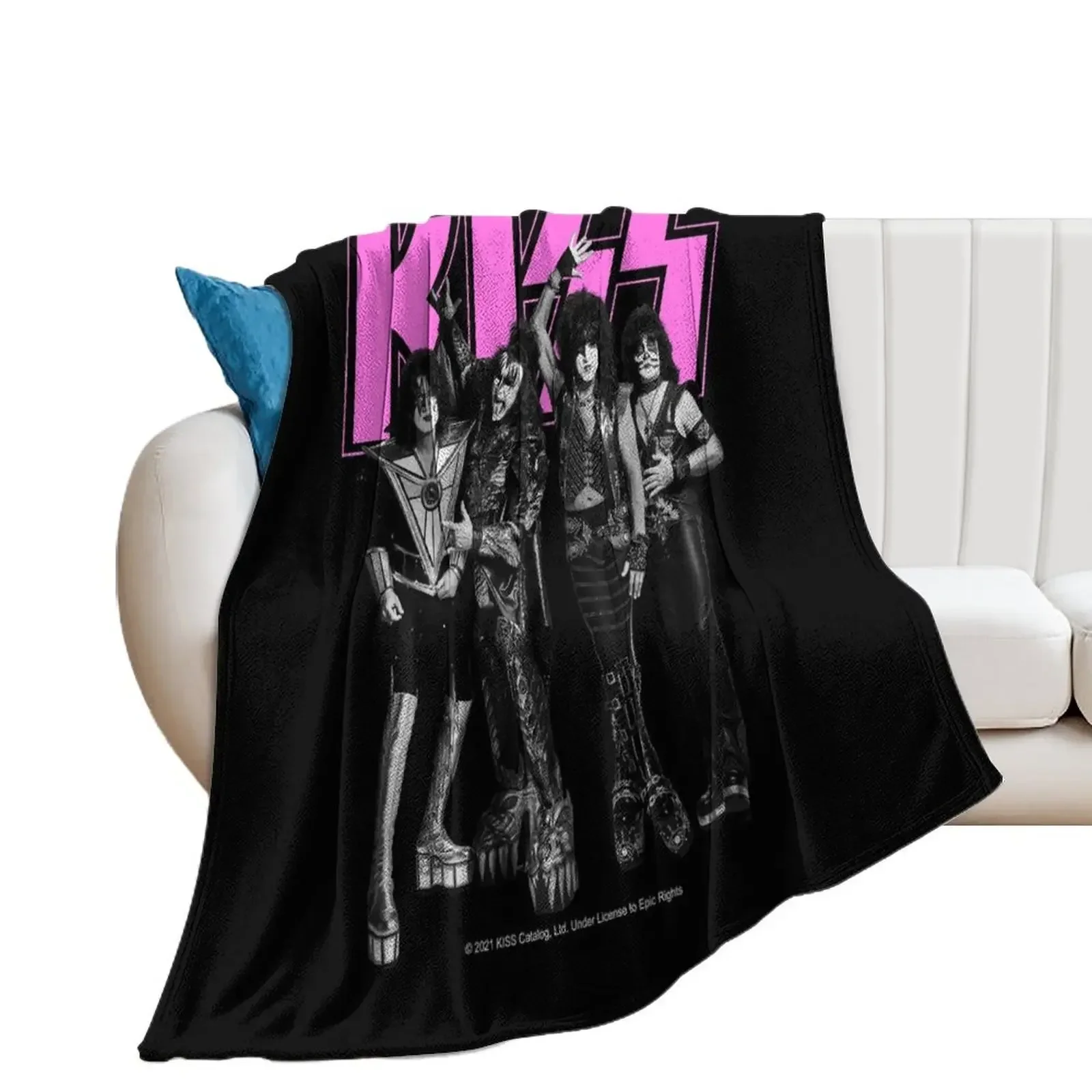 

KISS  The Band - Pink, Black and White Version Throw Blanket Bed Fashionable Soft Plush Plaid Soft Beds Blankets