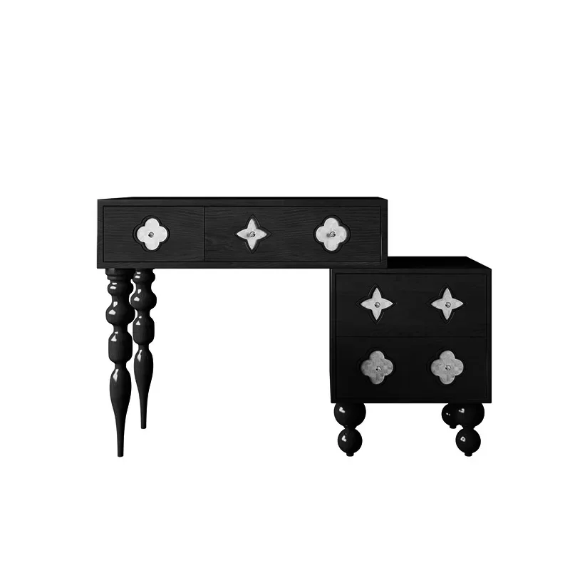 

Французский комод из цельного дерева, столик для макияжа для спальни, выдвижной прикроватный шкафчик для хранения, встроенный столик для макияжа