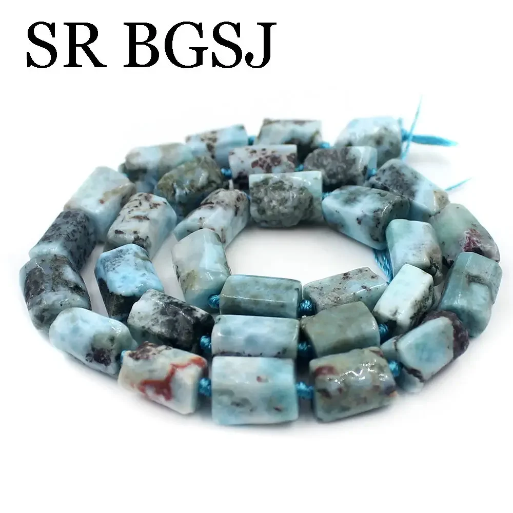 8x10mm Natural Larimar Column Tube Faceted Genuine Gems Stone Jewelry Making Beads Strand 15\