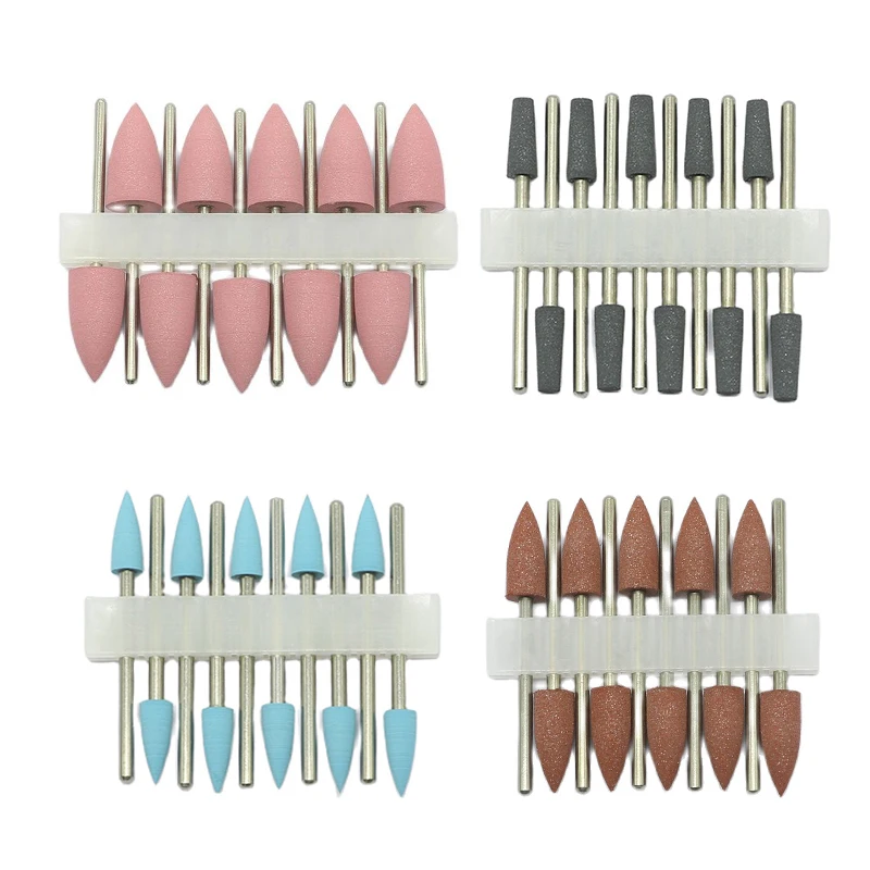 10 Stuks Siliconen Frees Voor Manicure Rubber Nail Boor Bit Machine Manicure Accessoires Nagel Buffer Polijstmolen Tool