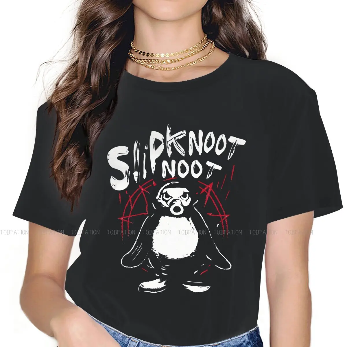 Slipknoot Noot 5XL TShirts Penguin Woman Harajuku Pure Cotton Tops T Shirt O Neck