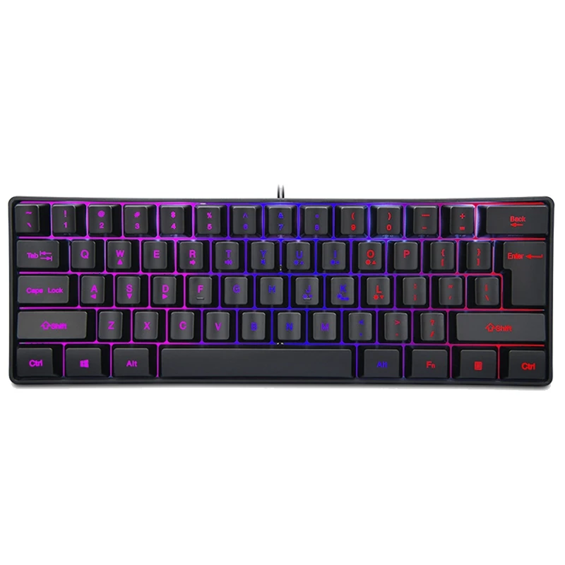 

Portable Wired Game Keypad 61 Key RGB Backlit Mechanical Feel Laptop Keyboard For Business Office