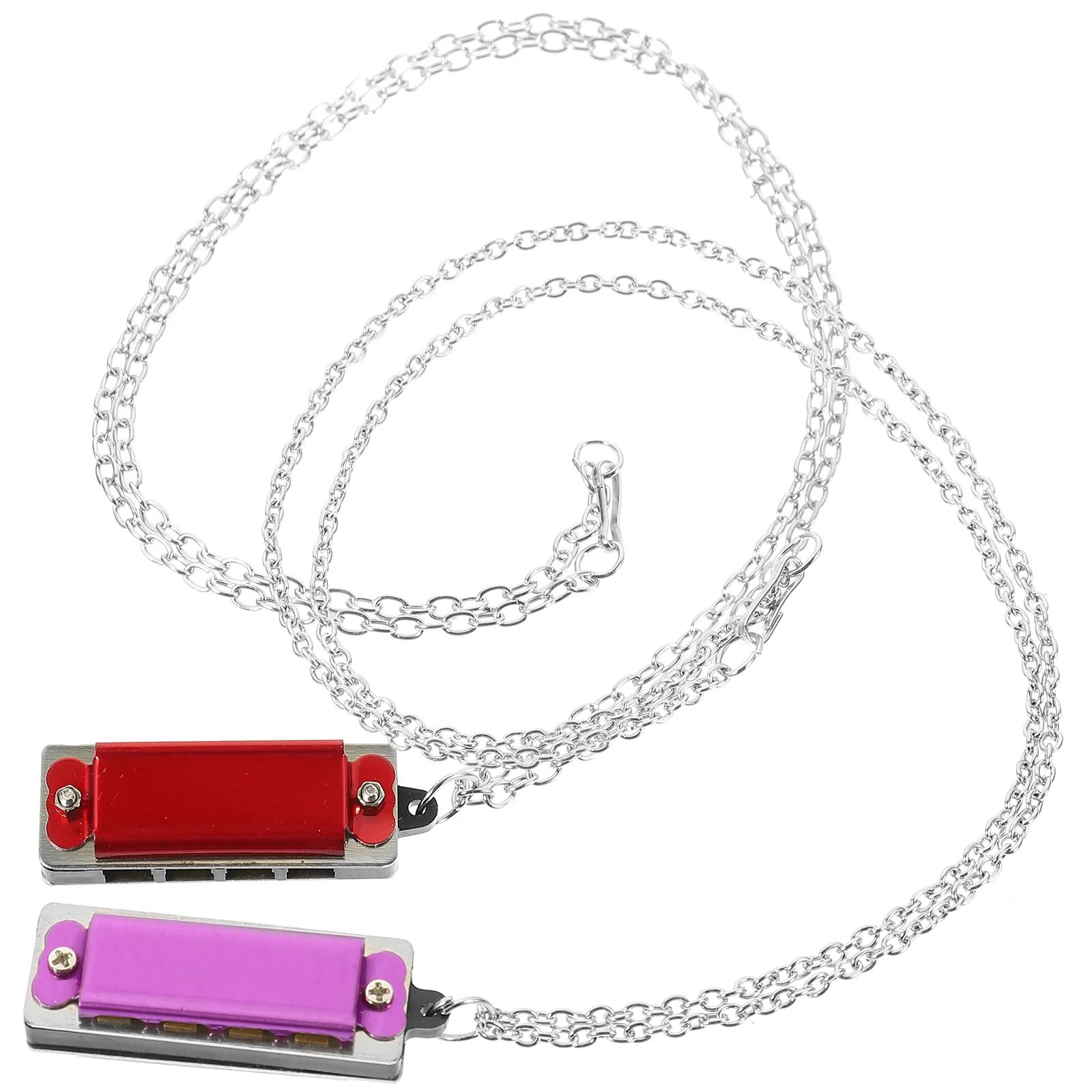 

2Pcs Mini 4-Holes 8-Tone Harmonica Necklace Pendant Lightweight Music Instrument Gift for Performance Party