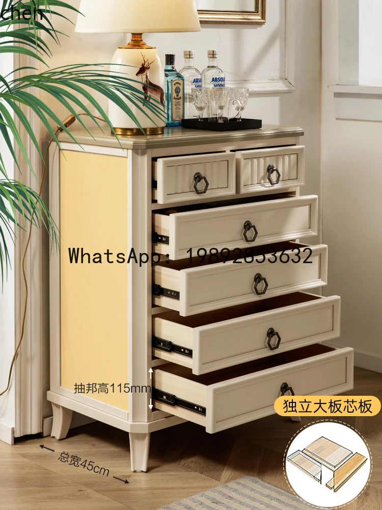 

cream wind solid wood chest of drawers bedroom bedside living room sofa next to the wall side cabinet locker