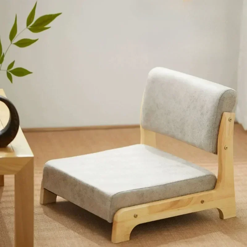 Japanese-style Tatami Floor Chair Solid Wood Bay Seat Window Bed Soft Legless Back Chair for Living Room Simple Design