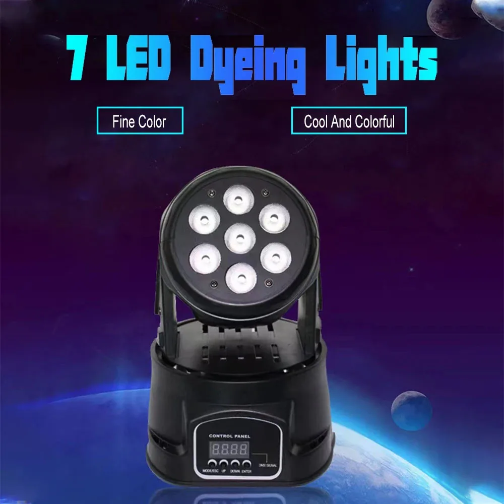 4PCS 7*10W LED 360° Rotatable Moving Head Disco Light DMX512 Sound Control Home Party Stage Ambient Lamp RGBW Wedding Lights