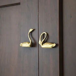 Solid Brass Elegant Swan Handles for Cabinets and Drawers Light Luxury Nordic Furniture Fittings Handles for Dresser