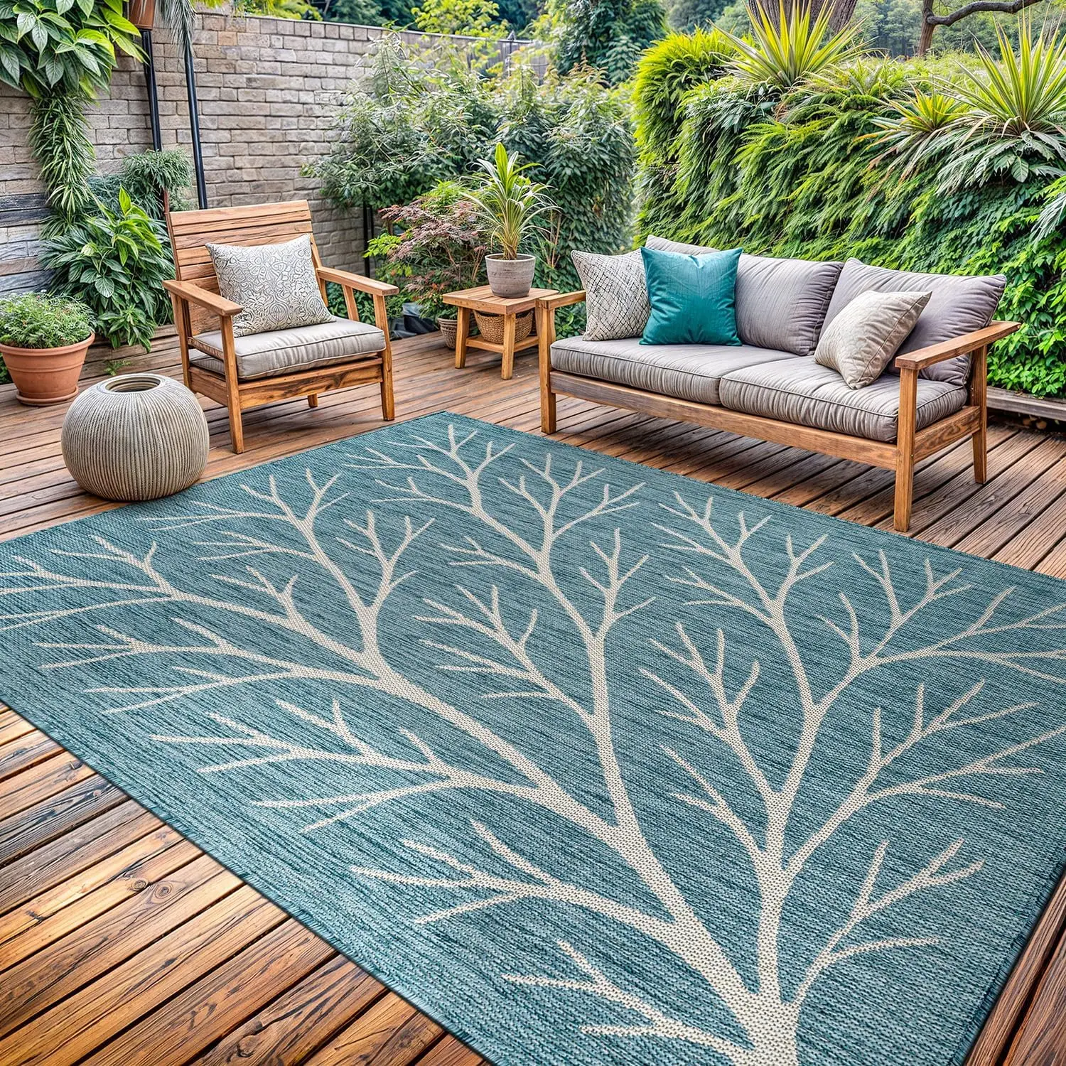 

Washable Indoor Outdoor Rug 6x9 Modern Area Rugs Branch Pattern Non Shedding Waterproof Easy Clean Patio Deck Porch Living Ro