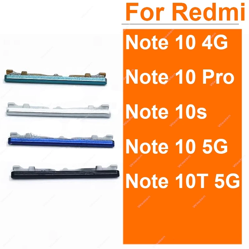 Pulsante laterale del volume per Xiaomi Redmi Note 10 10s 10T Pro 4G 5G Tasto del volume Tasti laterali di alimentazione Riparazione pezzi di