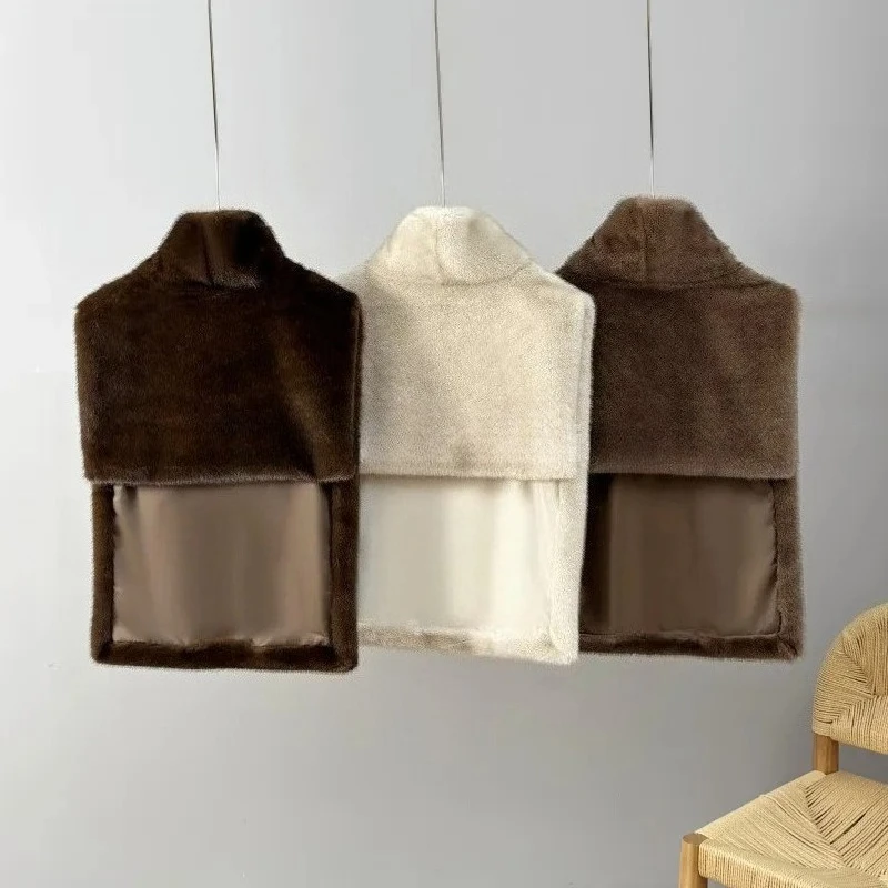 Picture 4: Autumn Winter Turtleneck Eco Mink Fur Tank Tops Sleeveless Jacket Coat New Fashion Faux Fur Sable Vest Crop Top