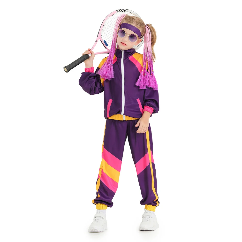 Kinderen Retro Vintage Hiphop Disco Dance Cosplay Kostuum Topbroek Sportkleding Outfits Halloween Carnaval Vermomming Pak