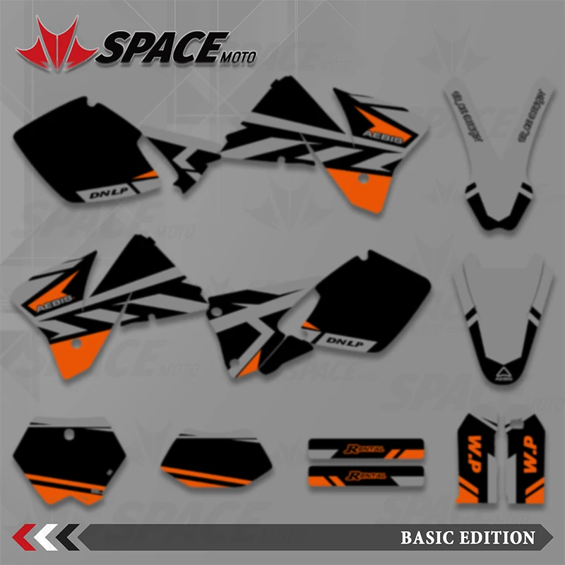 SPACE For KTM EXC 125 200 250 300 380 400 520 1998 1999 2000 Motorcycle Graphics Decal Stickers Kits Number Name Custom