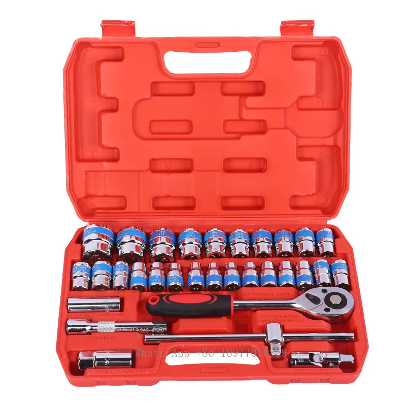 High Quality 32pcs 1/2 Inch Chrome Vanadium Steel Ratchet Wrench Socket Set Long Wrench Set