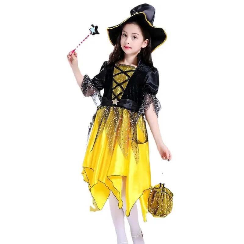 Disfraz de Bruja para Niños de loween, Túnica de Hada, Falda Mágica, Traje de Niña, Vestido para aciones Escénicas