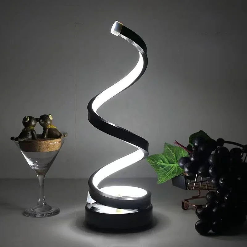 Modern LED Table Lamp Two Piece Spiral Home Decorative Desk Lamp Bedroom Bedside Lamps Living Room Office Indoor Led Lighting