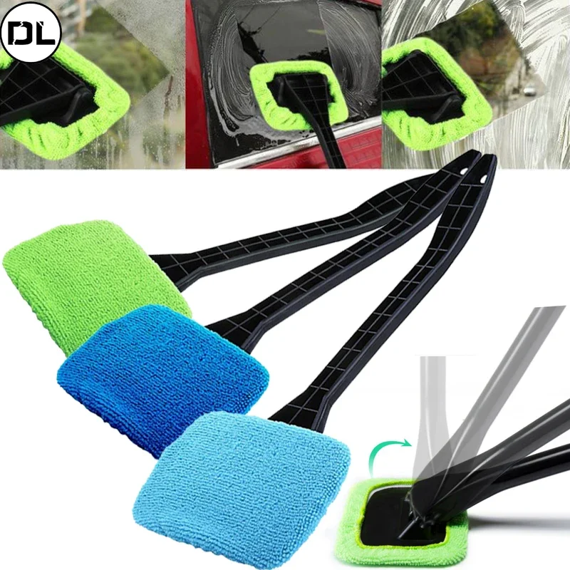 Car Window Windshield Cleaner Brush Kit Cleaning Wash Tool Auto Cleaning Wash Tool Long Handle Wiper Microfiber Wiper Cleaner