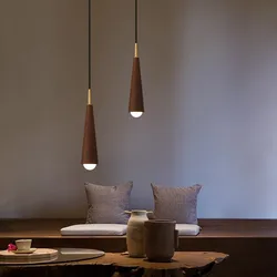 Modern Wooden LED Pendant Light Hanging Lamp Living Room Decor Kitchen Island Shop Bar Cafe Droplight Long Tube Pendant Lights