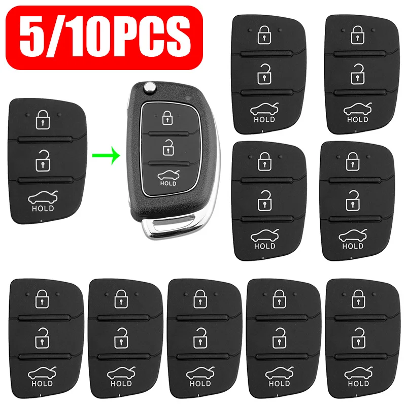 

5/10PCS Replacement 3 Buttons Remote Key Fob Case Rubber Pad For Hyundai I10 I20 I30 IX35 Kia K2 K5 Rio Sportage Flip Key Parts