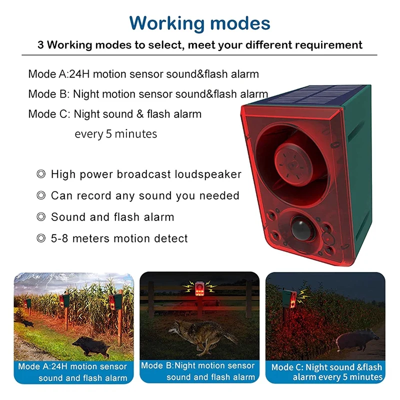 Imagem -06 - Outdoor Solar Motion Sensor Alarme com Controle Remoto Som Light Siren Sistema de Alarme de Segurança 130db