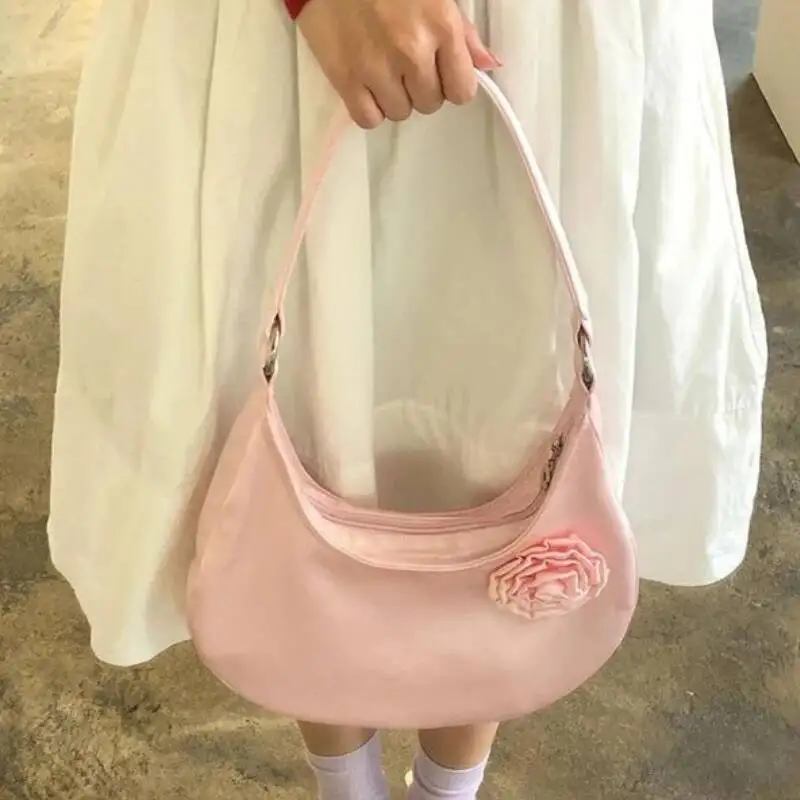 Vintage Patchwork Flower Shoulder Bags Streetwear All Match Trendy Underarm Bag Fashion Simple Casual Women's Handbags