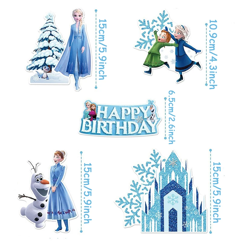 10szt Disney Frozen Elsa Queen Anna Cake Topper Paper Baby Shower Birth Cakes Desser Insert Kids Birthday Party Decoration