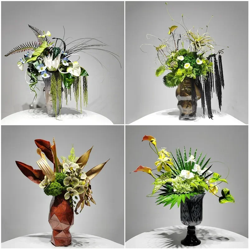 

High-end floral hotel lobby coffee table front desk high-end sense bionic flower entrance decoration ornament